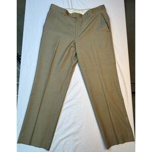 Santorelli Romeo Luxury Serge Dress Pants Mens 35 Taupe Tan Wool Made in Italy